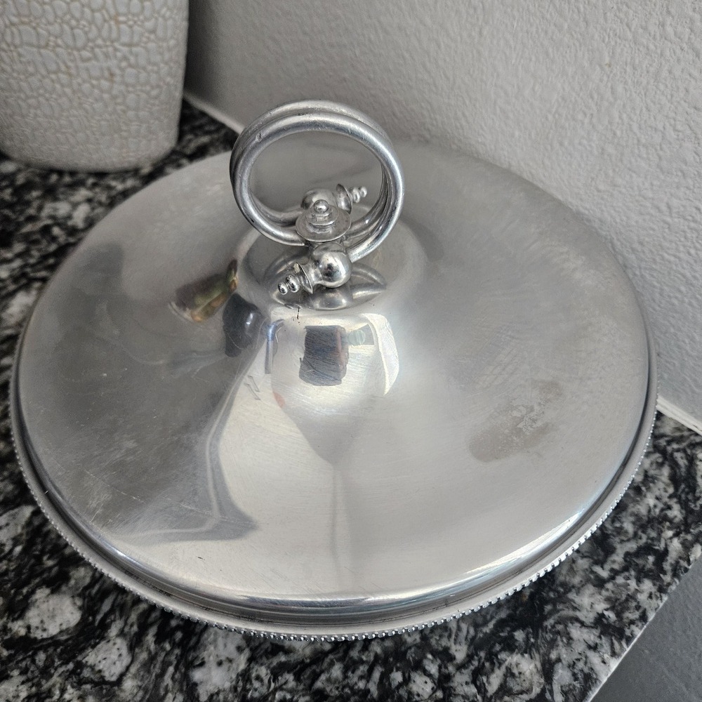 Vintage B W Buenilum Hammered Aluminum Metal Silver Tone Serving Bowl with Lid‎
